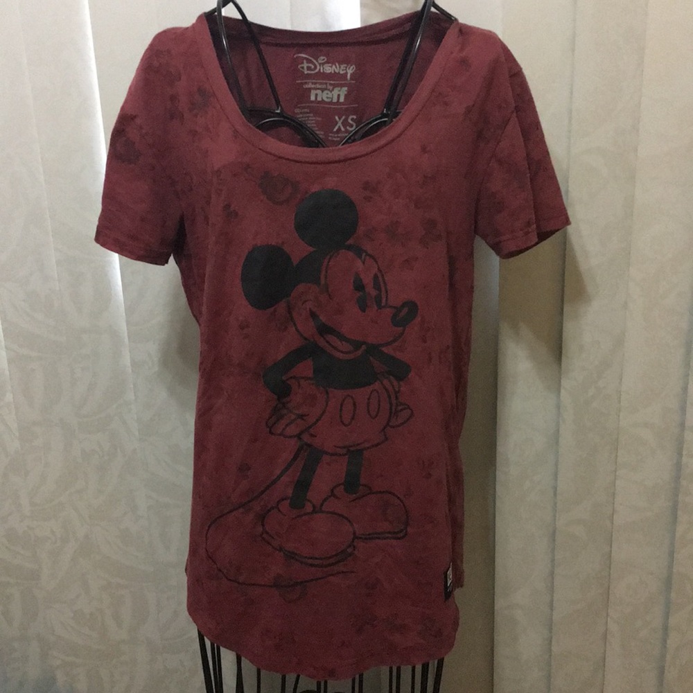 Maroon Mickey Mouse shirt